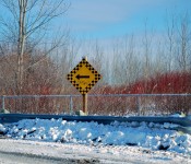 "Turn Left" sign in the Port Lands, Toronto 2011-01-09