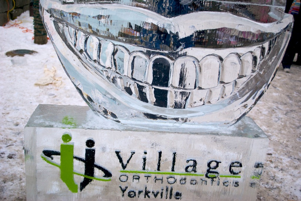 Smiling ice sculpture on Cumberland Street, Toronto 2011-02-26