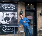 Proud owner of Italian Espressso Bar on Bellair Street, Toronto 2011-02-26