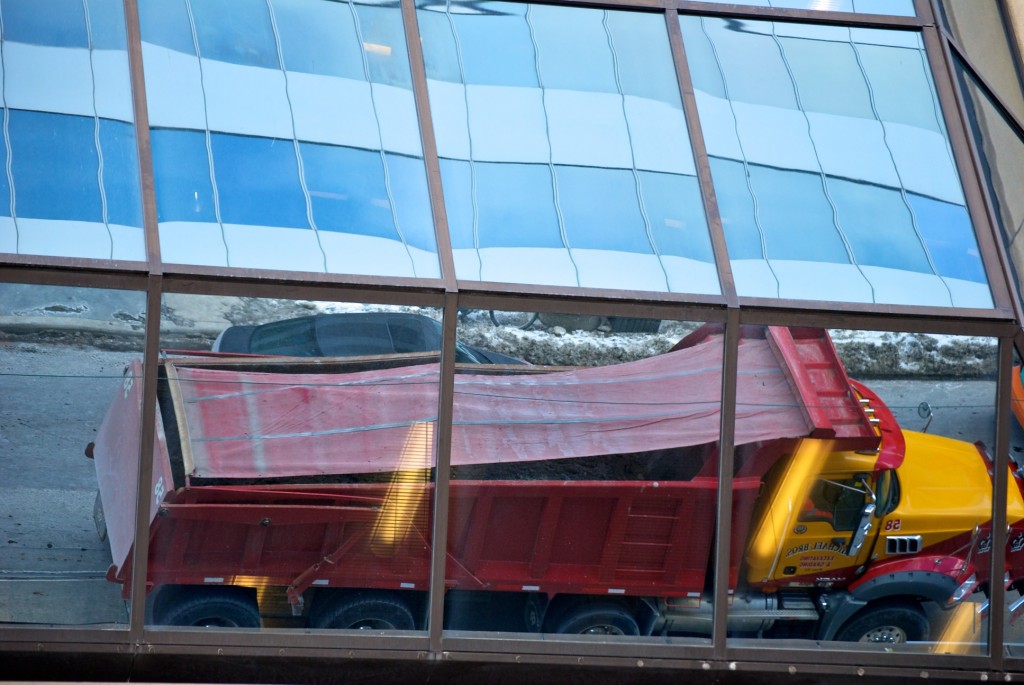 Truck reflecting in the Atrium on Bay, Toronto 2011-02-10