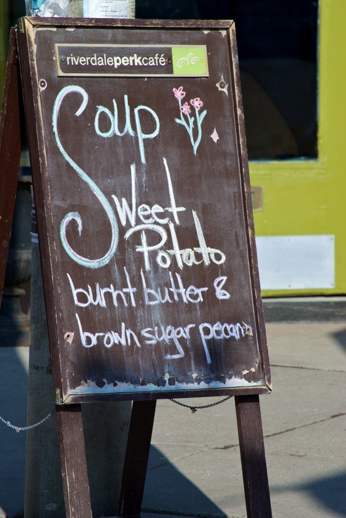 Sweet Potato Soup at Riverdale Perk Café on Logan Avenue, Toronto 2011-03-01