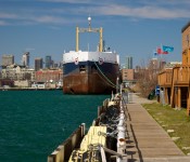 Looking north at the end of Polson Street in the Port Lands, Toronto 2011-04-23