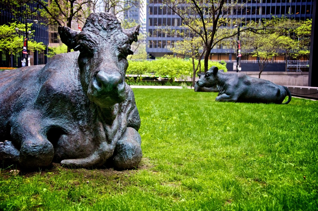 Cow sculptures on Wellington Street West, Toronto 2011-05-28