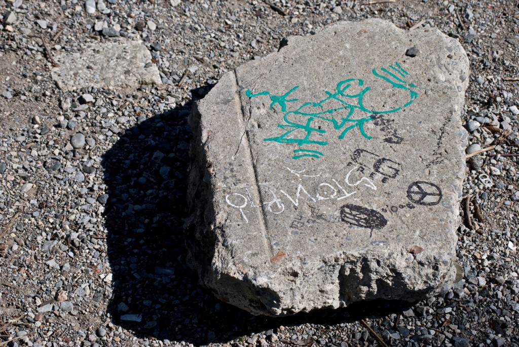 Scribbles on stone, Ashbridge's Bay Park, Toronto 2011-09-09