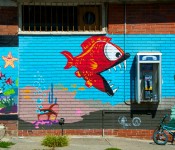 Fish mural at the corner of Pape and Bain Avenues, Toronto 2010-09-12