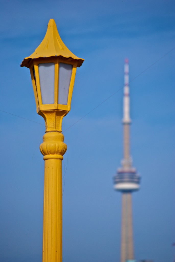 Street lamp and CN Tower, Polson Pier, Toronto 
