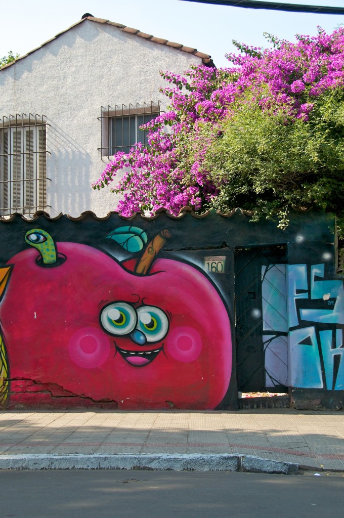 Mural of an apple in Barrio Bellavista in Santiago, Chile 2010-12-17
