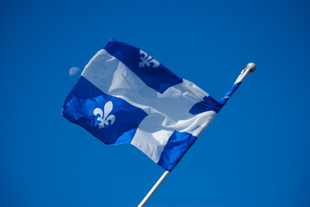 Quebec flag on Hymus Boulevard, Dorval 2012-07-09