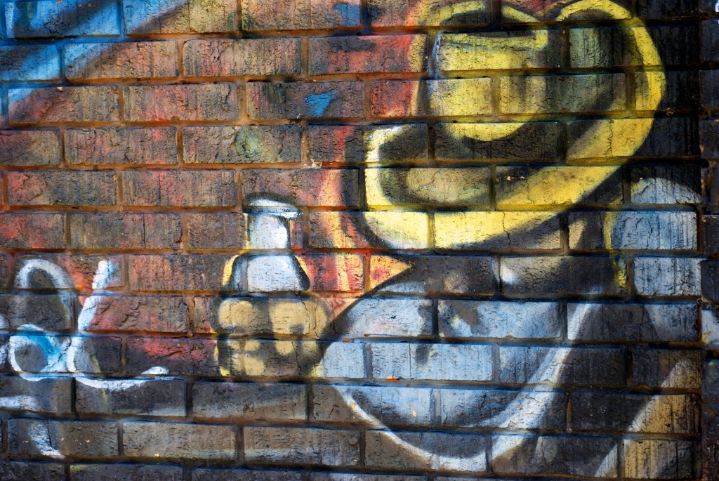 Close-up of a wall on 9e Avenue and rue Notre Dame, Lachine 