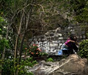 Couple embracing, Cerro Santa Lucia, Santiago, Chile 2012-11-30